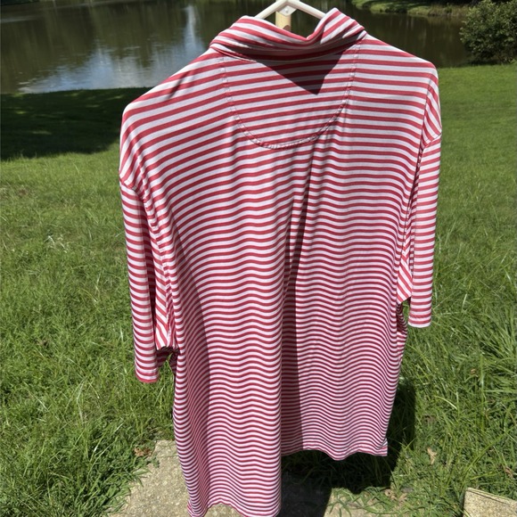 Merion Golf Club Polo Shirt Mens XL Fairway & Greene FG Tech Red White Striped - Picture 4 of 10